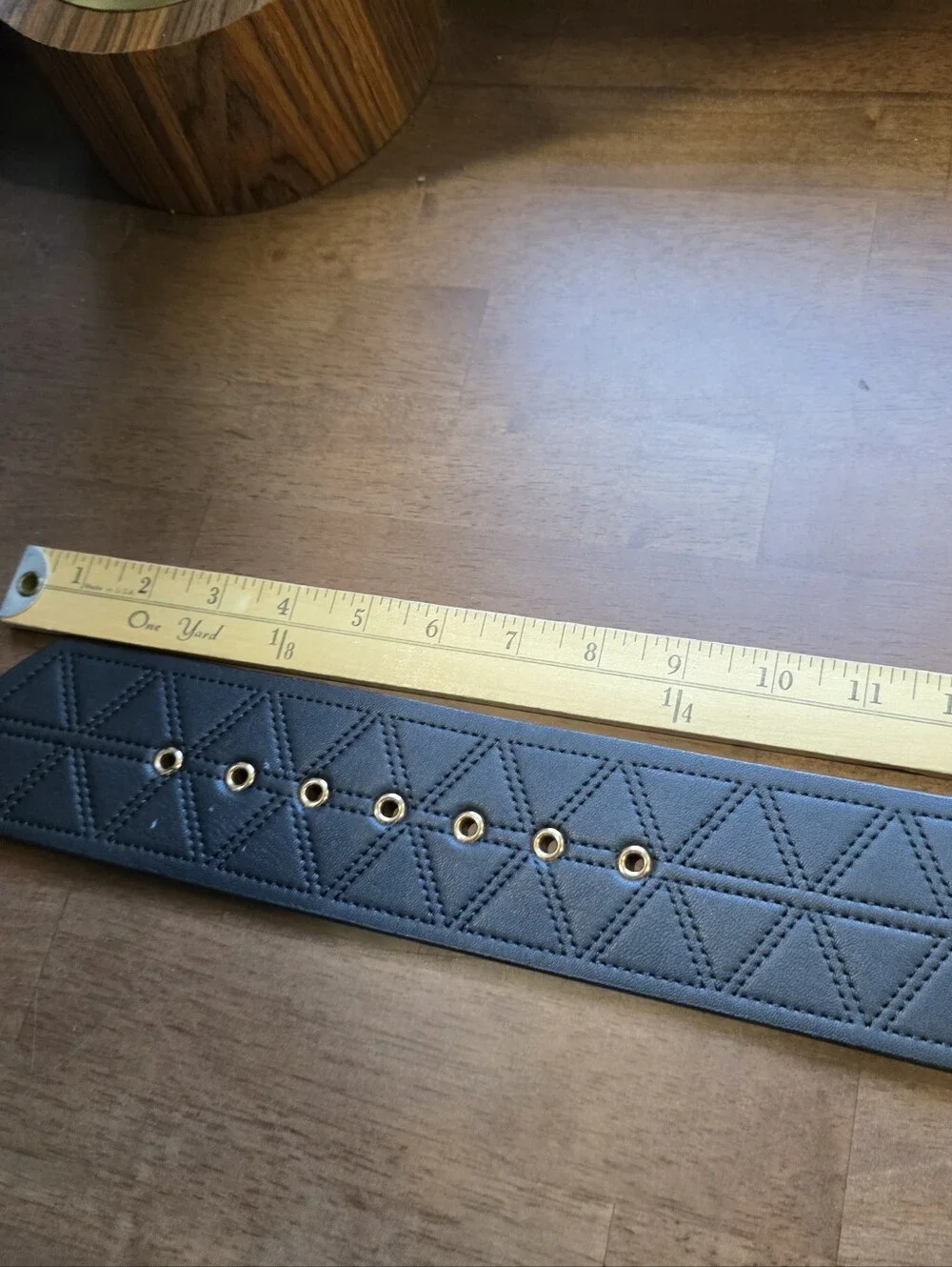 SHEIN Black Wide Waist Belt Quilted Geometric Pattern Square Buckle Boho